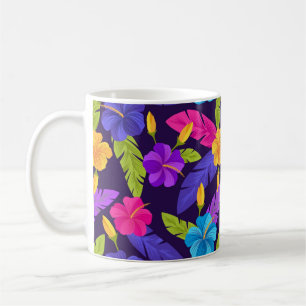 Caneca De Café Folhas tropicais e flores Padrão-23857