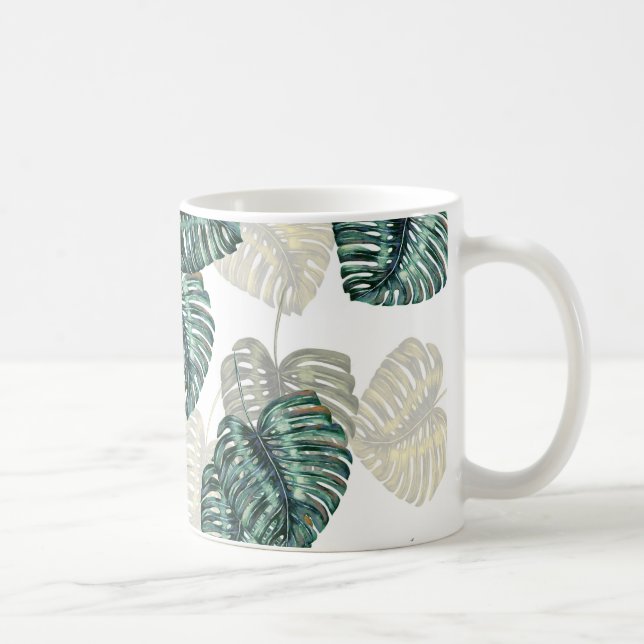 Caneca De Café Folhas tropicais em branco (Direita)