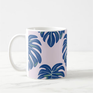 Caneca De Café Folhas Tropicais Fashionáveis Padrão Sem Costura