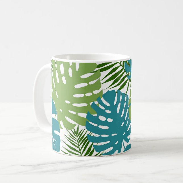 Caneca De Café Folhas Tropicais, lindos padrões, Napkins (Frente Esquerda)