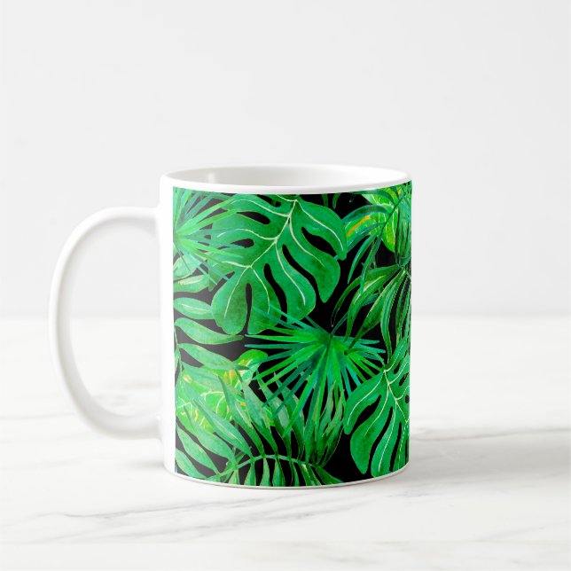 Caneca De Café Folhas tropicais sem costura (Esquerda)