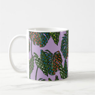 Caneca De Café Folhas tropicais sem costura em pop colorida