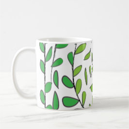 Caneca De Café Folhas Verde de Aquarela