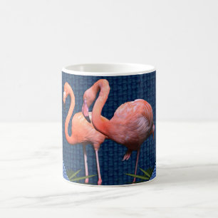 Caneca De Café Folhas Verdes Clássicas Azuis Rosa 