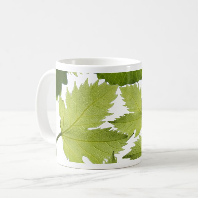 Caneca De Café Folhas Verdes da Vinha de Grama (Frente Esquerda)