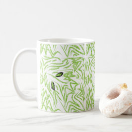 Caneca De Café Folhas verdes de aquarela elegantes