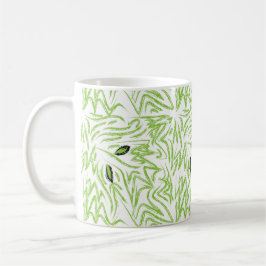 Caneca De Café Folhas verdes de aquarela elegantes