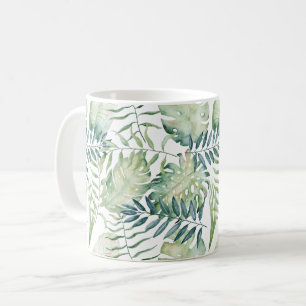 Caneca De Café Folhas verdes tropicais