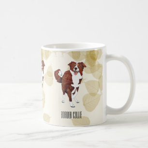 Caneca De Café Folhas vermelhas de border collie Tan