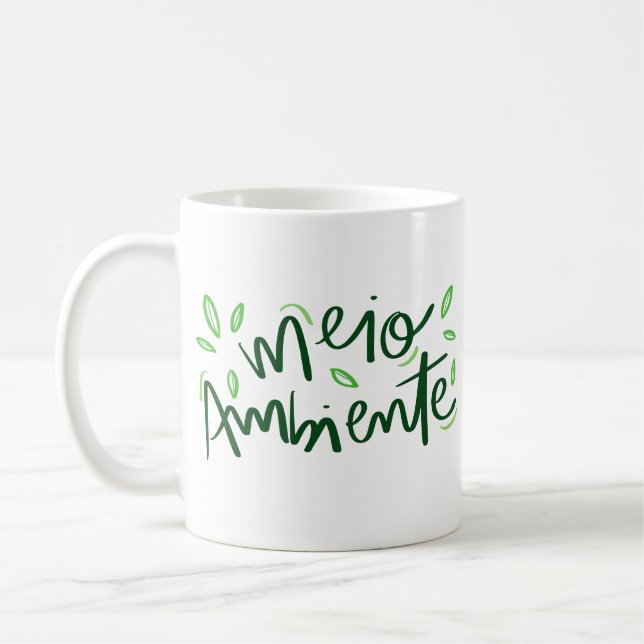 Caneca De Café Folheto Verde Simples e Ecológico (Esquerda)