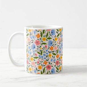 Caneca De Café Folk Floral: Pequenos Padrões Coloridos