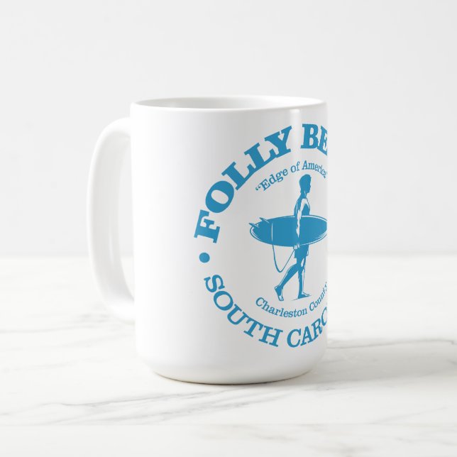 Caneca De Café Folly Beach (surfer) (Frente Esquerda)