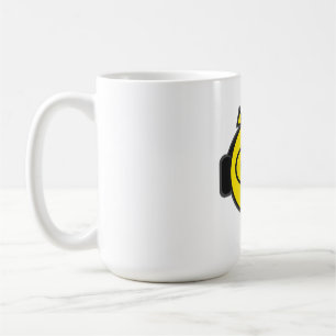 Caneca De Café Fones de Ouvido Cara Amarela Engraçada