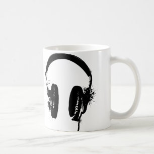 Caneca De Café Fones de ouvido Lâmina de Arte Gráfica Preta