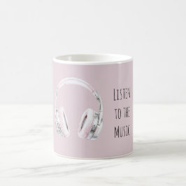 Caneca De Café Fones de ouvido prata rosa rubor