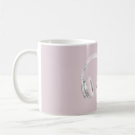 Caneca De Café Fones de ouvido prata rosa rubor