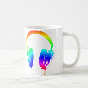 Caneca De Café Fones de ouvido Rainbow Stencil Graphic Art Mug