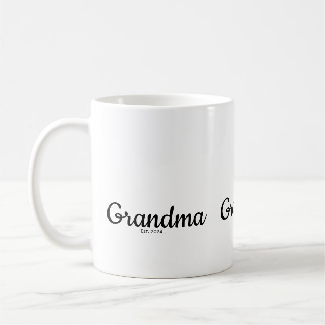 Caneca De Café Fonte de Letra Manuscrita Preta Estabelecida Vovó (Esquerda)