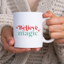Caneca De Café Fonte moderna Boho Acredite em Magia Natal