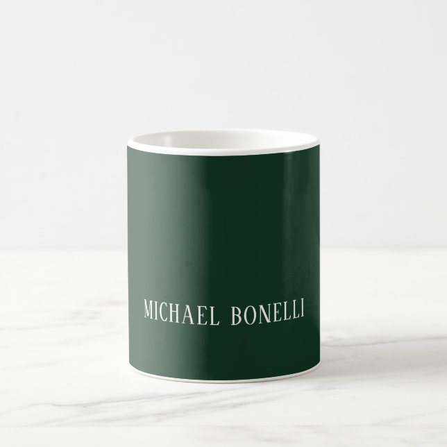 Caneca De Café Fonte Serifada Clássica Verde Escuro Elegante Mini (Centro)