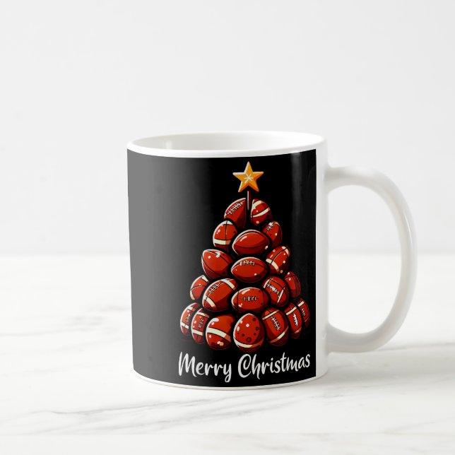 Caneca De Café Football Christmas Tree Lights Funny Football Play (Direita)