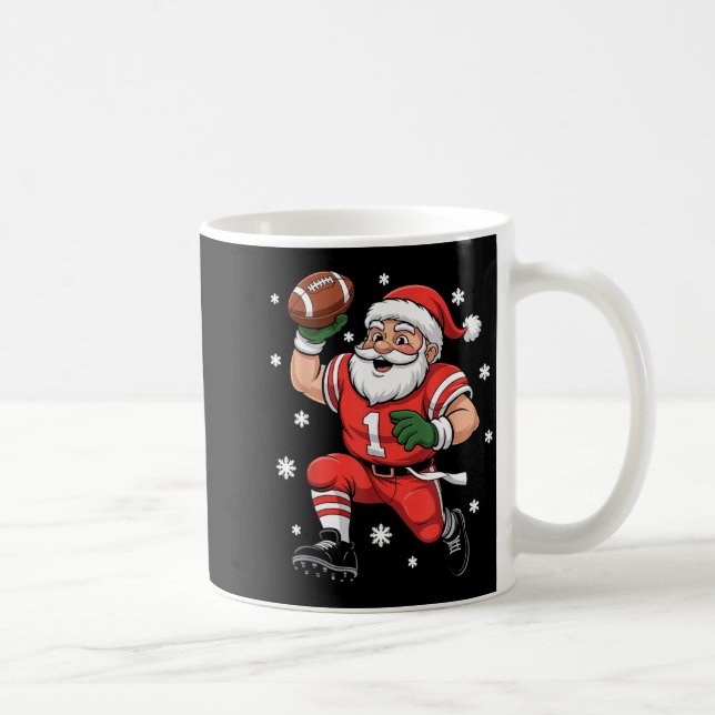 Caneca De Café Football Santa Claus Lineman Christmas Quarterback (Direita)