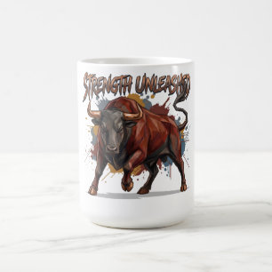 Caneca De Café Força Desencadeada Touro de Carga Design Gráfico