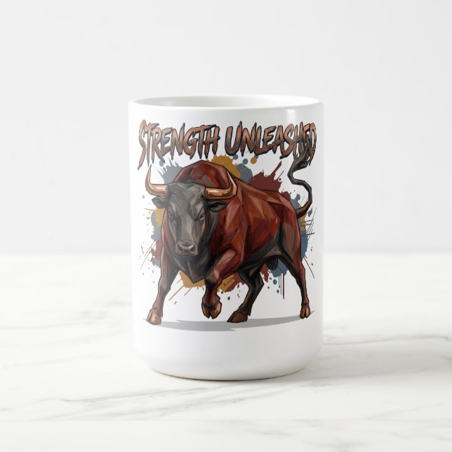 Caneca De Café Força Desencadeada Touro de Carga Design Gráfico (Centro)