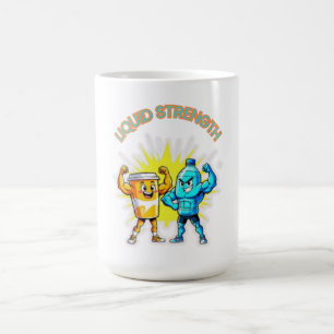 Caneca De Café Força Líquida – Desenho de Suco e Água Engraçado