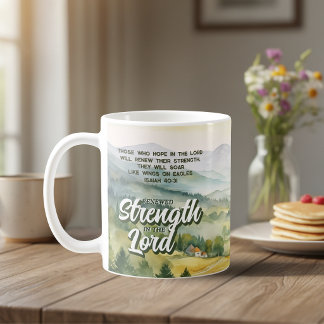 Caneca De Café Força Renovada na Escritura Cristã do Senhor