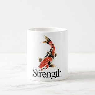 Caneca De Café Força Símbolo Japonês Koi para Motivação Diária