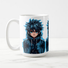 Caneca De Café Força Turquesa: Menino de Manga em Estilo Anime