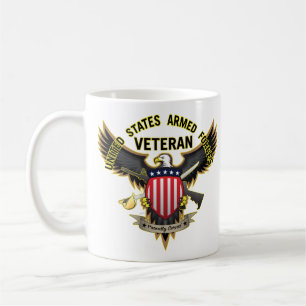 Caneca De Café Forças Armadas dos Estados Unidos Veteranas, Com O