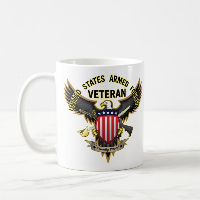 Caneca De Café Forças Armadas dos Estados Unidos Veteranas, Com O (Esquerda)