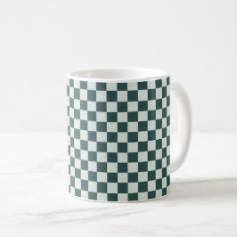 Caneca De Café Forest green moss checkerboard pattern