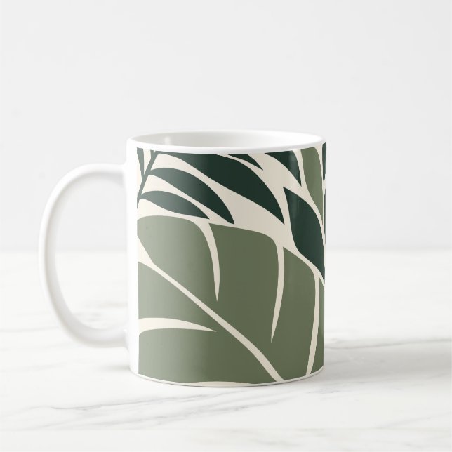 Caneca De Café Forest Sage Tropical Leaf Silhouette (Esquerda)