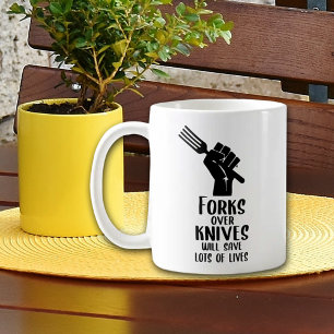 Caneca De Café Forks sobre Knives, Ativismo Vegano