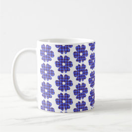 Caneca De Café Forma de Flor Xadrez Azul Centáurea