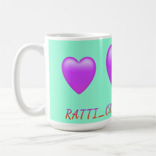 Caneca De Café Forma do Coração Roxo "Ratti_Creative_Arts" design