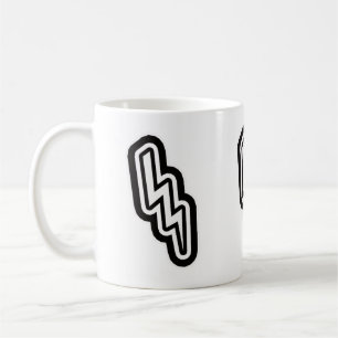 Caneca De Café Forma do Monograma do Bolso de Luz Branca Preto