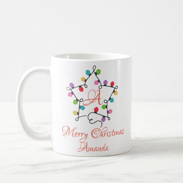 Caneca De Café Forma estelar personalizada - natal alegre (Esquerda)