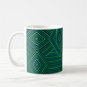 Caneca De Café Forma geométrica sem costura linhas rhombus verdes