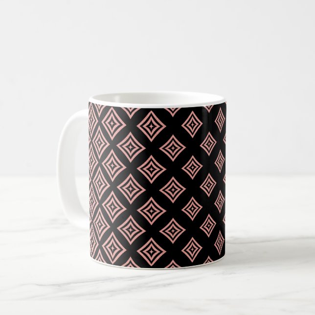 Caneca De Café Forma Rhomboide Glitter Dourada rosa (Frente Esquerda)