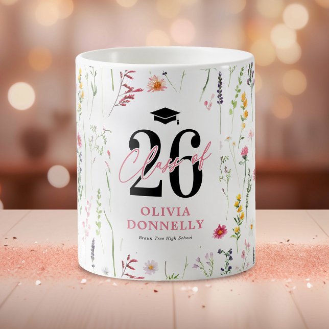 Caneca De Café Formanda Elegante Flor Silvestre 2026 (Criador carregado)