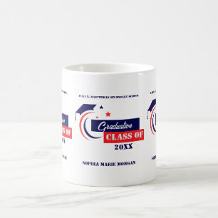 Caneca De Café Formando Azul Vermelho Branco Graduação Clássica