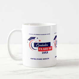 Caneca De Café Formando Azul Vermelho Branco Graduação Clássica