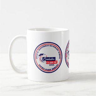 Caneca De Café Formando Azul Vermelho Branco Graduação Clássica