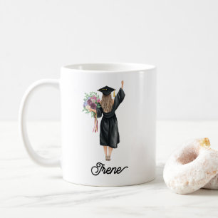 Caneca De Café Formando De Aquarela Flores Adicione Seu Nome