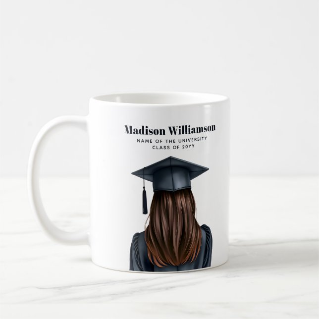 Caneca De Café Formando Feminino Personalizado de Graduação Moder (Esquerda)