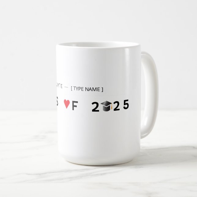 Caneca De Café Formando Orgulhoso 2025 Mug - Personalizado com No (Frente Esquerda)